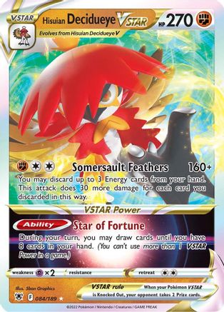 SWSH10 Astral Radiance  084/189 Hisuian Decidueye VSTAR  - Holofoil - Ultra Rare
