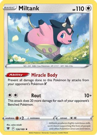 SWSH10 Astral Radiance  126/189 Miltank  - Holofoil - Holo Rare