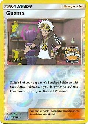 League & Championship Cards /147 Guzma - 115/147 (Regional Championships) [Staff]  - Reverse Holofoil - Promo