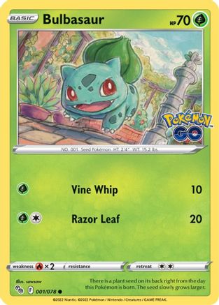 Pokemon GO  001/078 Bulbasaur  - Reverse Holofoil - Common