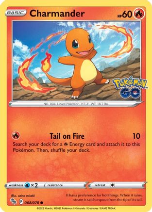 Pokemon GO  008/078 Charmander  - Reverse Holofoil - Common
