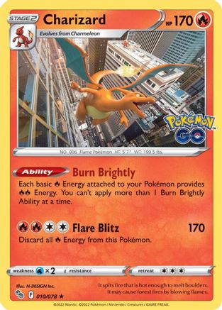 Pokemon GO  010/078 Charizard  - Reverse Holofoil - Holo Rare