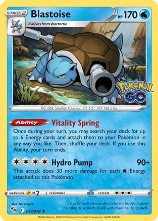 Pokemon GO  017/078 Blastoise  - Reverse Holofoil - Holo Rare