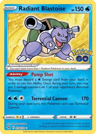 Pokemon GO  018/078 Radiant Blastoise  - Holofoil - Radiant Rare