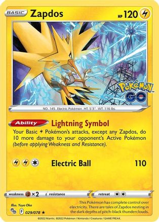Pokemon GO  029/078 Zapdos  - Reverse Holofoil - Holo Rare