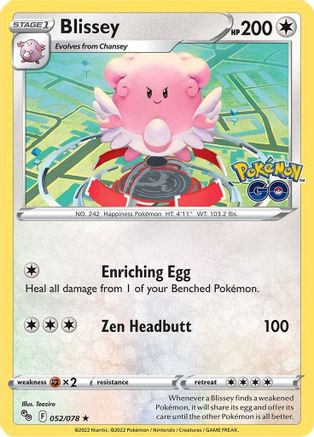 Pokemon GO  052/078 Blissey  - Holofoil - Holo Rare