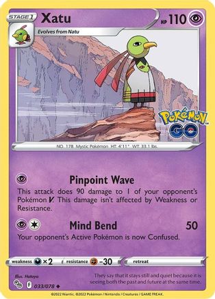 Pokemon GO  033/078 Xatu  - Reverse Holofoil - Uncommon