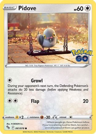 Pokemon GO  061/078 Pidove  - Common