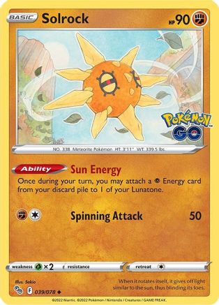 Pokemon GO  039/078 Solrock  - Uncommon