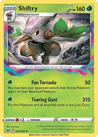SWSH11 Lost Origin  013/196 Shiftry  - Holofoil - Holo Rare