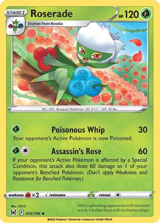 SWSH11 Lost Origin  015/196 Roserade  - Reverse Holofoil - Uncommon