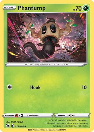 SWSH11 Lost Origin  016/196 Phantump  - Common