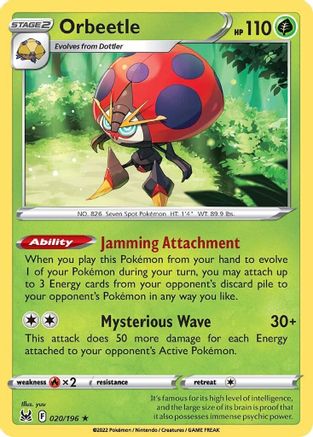 SWSH11 Lost Origin  020/196 Orbeetle  - Holofoil - Holo Rare