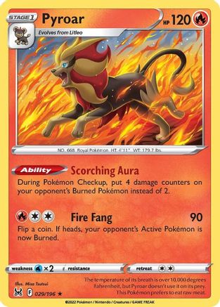 SWSH11 Lost Origin  029/196 Pyroar  - Holofoil - Holo Rare