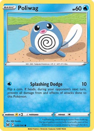 SWSH11 Lost Origin  030/196 Poliwag  - Reverse Holofoil - Common
