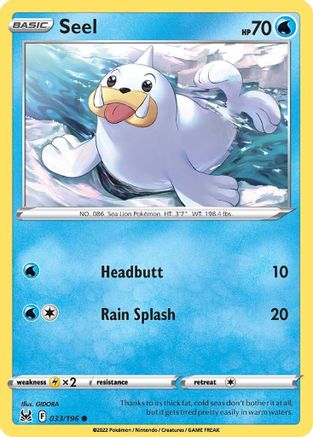SWSH11 Lost Origin  033/196 Seel  - Common