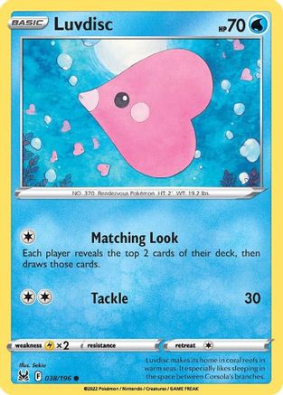 SWSH11 Lost Origin  038/196 Luvdisc  - Common