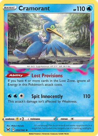 SWSH11 Lost Origin  050/196 Cramorant  - Reverse Holofoil - Rare
