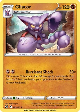 SWSH11 Lost Origin  096/196 Gliscor  - Reverse Holofoil - Rare