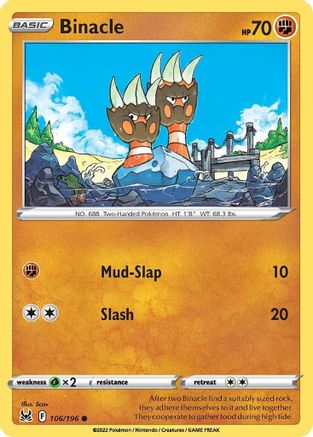 SWSH11 Lost Origin  106/196 Binacle  - Reverse Holofoil - Common