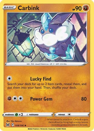 SWSH11 Lost Origin  108/196 Carbink  - Reverse Holofoil - Uncommon