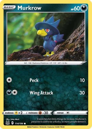 SWSH11 Lost Origin  114/196 Murkrow  - Common