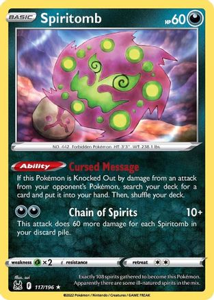 SWSH11 Lost Origin  117/196 Spiritomb  - Reverse Holofoil - Rare