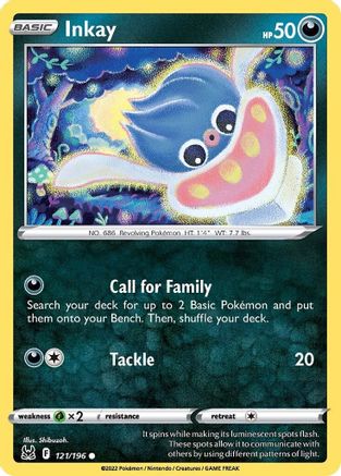 SWSH11 Lost Origin  121/196 Inkay (121)  - Reverse Holofoil - Common