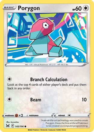 SWSH11 Lost Origin  140/196 Porygon  - Reverse Holofoil - Common