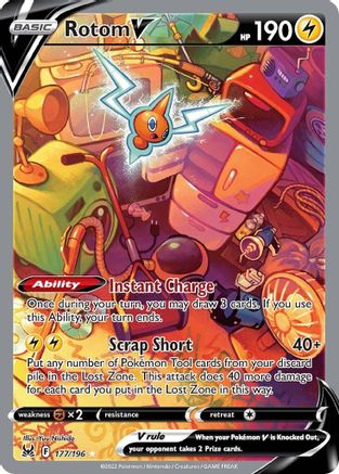 SWSH11 Lost Origin  177/196 Rotom V (Alternate Full Art)  - Holofoil - Ultra Rare