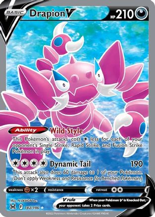 SWSH11 Lost Origin  182/196 Drapion V (Full Art)  - Holofoil - Ultra Rare