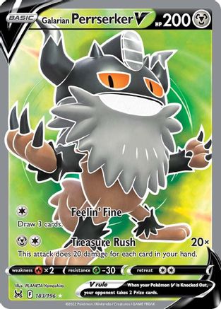 SWSH11 Lost Origin  183/196 Galarian Perrserker V (Full Art)  - Holofoil - Ultra Rare
