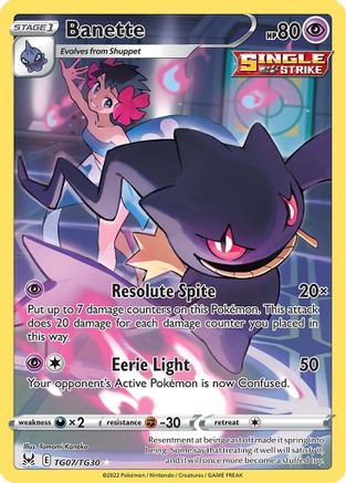 SWSH11 Lost Origin Trainer Gallery  TG07/TG30 Banette  - Holofoil - Ultra Rare