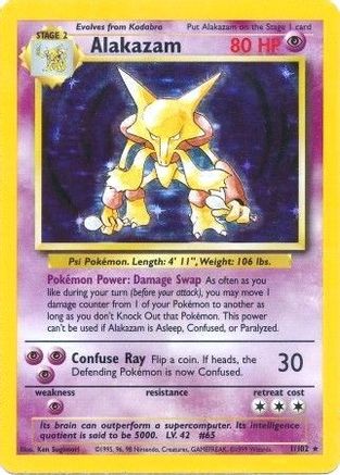 Base Set  001/102 Alakazam  - 1st Edition Holofoil - Holo Rare