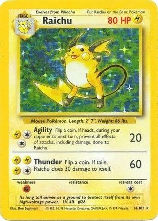 Base Set  014/102 Raichu  - Holofoil - Holo Rare