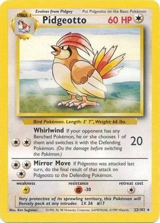 Base Set  022/102 Pidgeotto  - Rare