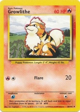 Base Set  028/102 Growlithe  - Uncommon