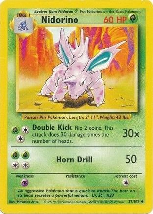 Base Set  037/102 Nidorino  - Uncommon