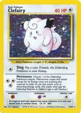 Base Set  005/102 Clefairy  - Holofoil - Holo Rare