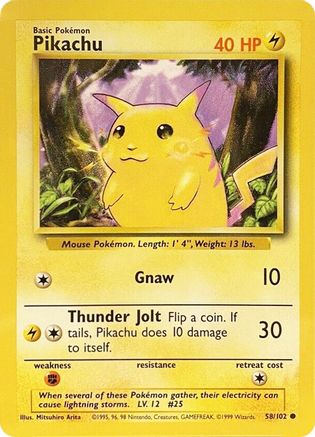 Base Set  058/102 Pikachu  - Common