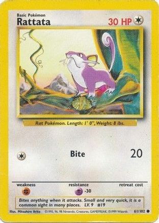 Base Set  061/102 Rattata  - Common