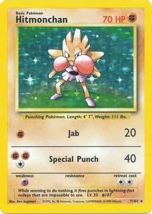 Base Set  007/102 Hitmonchan  - Holofoil - Holo Rare