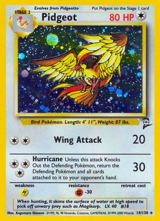 Base Set 2  014/130 Pidgeot  - Holofoil - Holo Rare