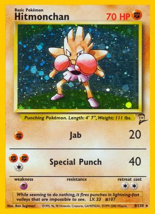 Base Set 2  008/130 Hitmonchan  - Holofoil - Holo Rare