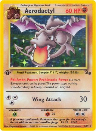 Fossil  001/62 Aerodactyl (1)  - Unlimited Holofoil - Holo Rare