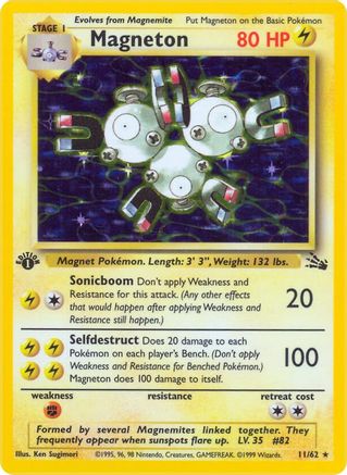 Fossil  011/62 Magneton (11)  - Unlimited Holofoil - Holo Rare