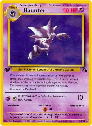 Fossil  021/62 Haunter (21)  - 1st Edition - Rare