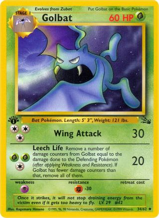 Fossil  034/62 Golbat  - Unlimited - Uncommon
