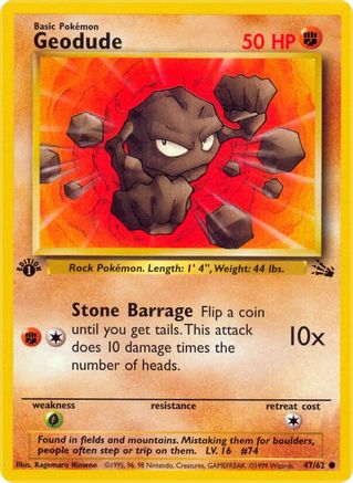 Fossil  047/62 Geodude  - Unlimited - Common
