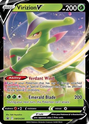 SWSH Sword & Shield Promo Cards  SWSH295 Virizion V  - Holofoil - Promo